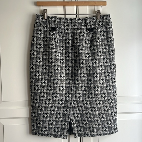 Vintage Y2K Dalia Collection black/grey/white lined pencil skirt. Size US8 - Picture 2 of 11